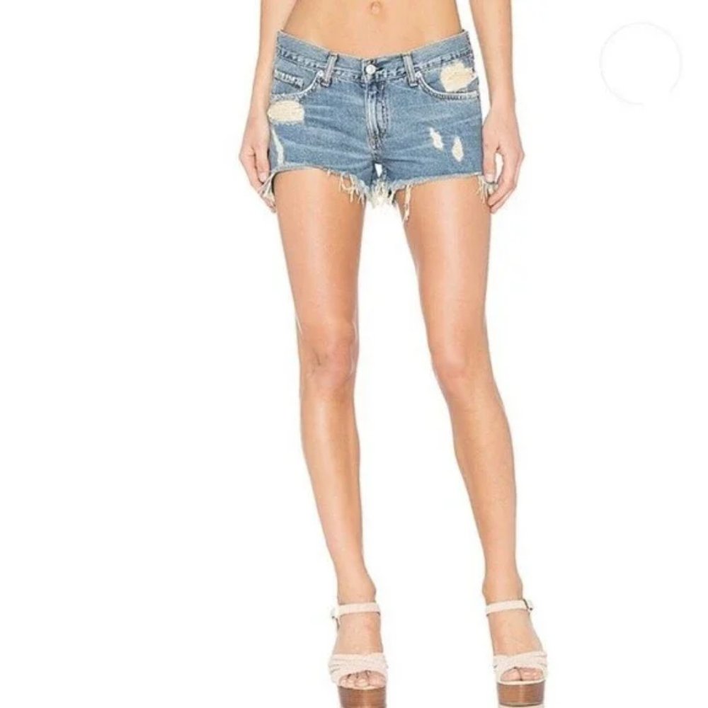 Rag & Bone Winnie Distressed Cut Off Denim Short Size 26 - Picture 4 of 12